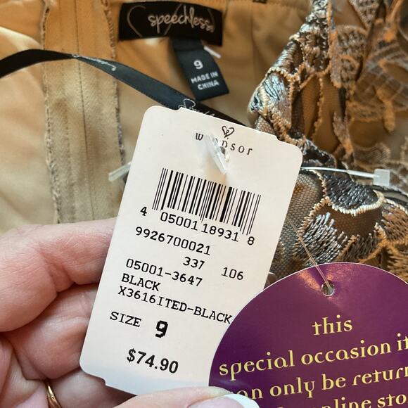 NWT Speechless LaceOverlay Formal/Cocktail/Festive Silver/nude Strapless Dress 9 - Picture 7 of 12